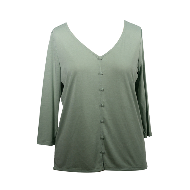 Soft Green Fiber Shirt Comfortable Viscose Jersey Ladies Blouse Modal Spadex Woman Top