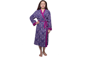 Purple Single Jersey Womens Summer Nightwear Cotton Long Night Robe with Solid Binding