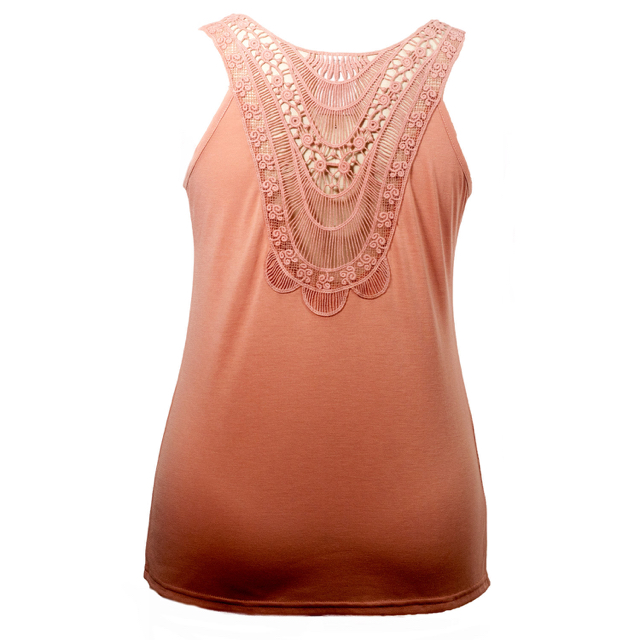 Female Daily Wear Ladies Round-Neck Sleeveless Back Lace Women Top
